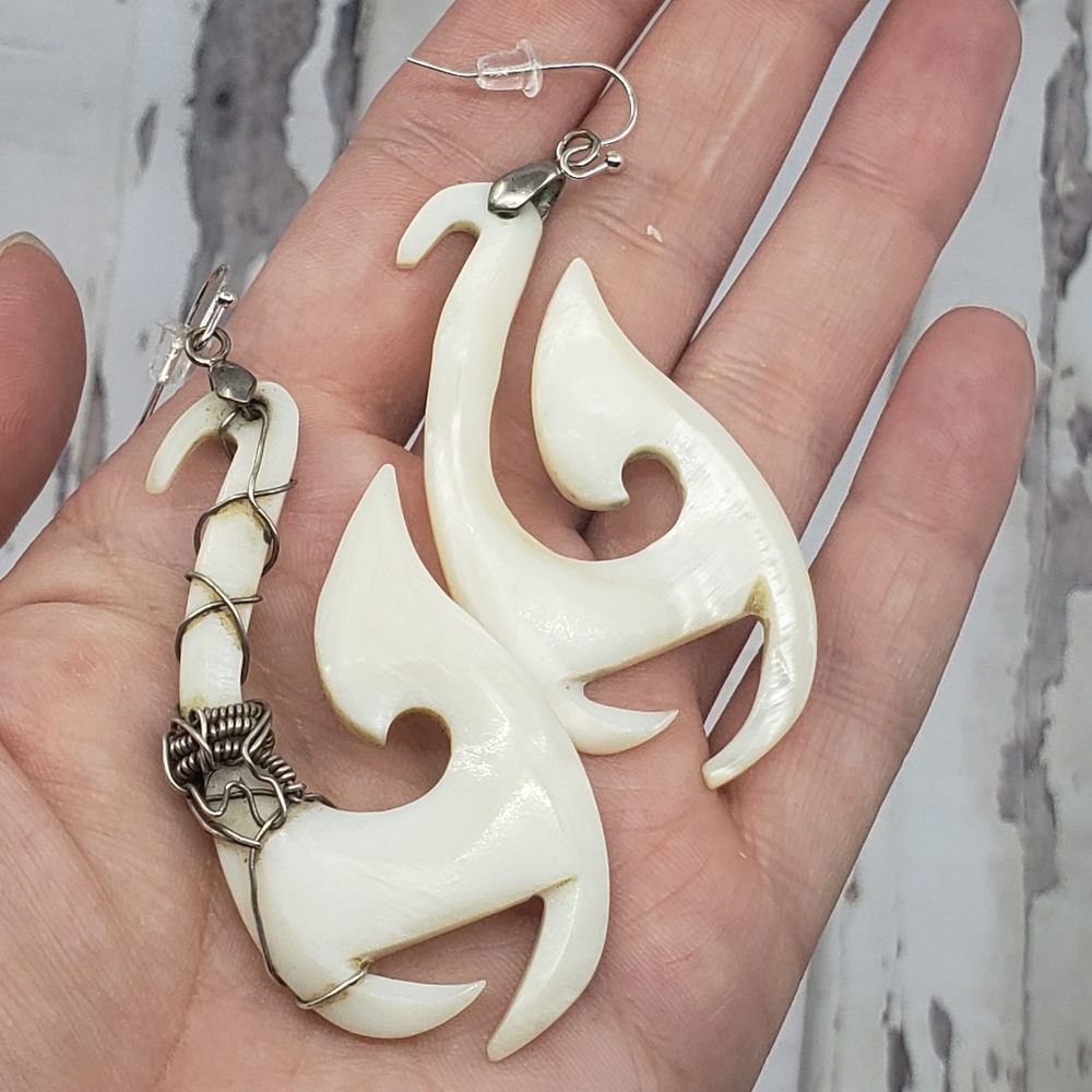 Handmade White Abalone Shell Earrings  - Wire Wrapped Earrings - Shell Jewelry